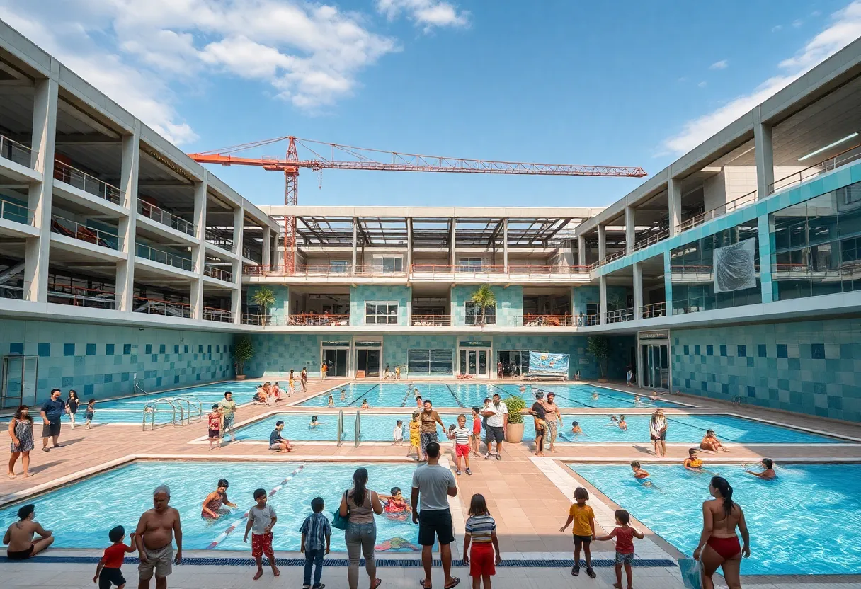 Construction of the Baldwin County Aquatic Center with modern facilities