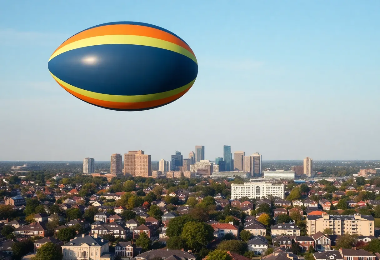 Giant balloon demonstrating the height of a proposed mixed-use building in Alpharetta