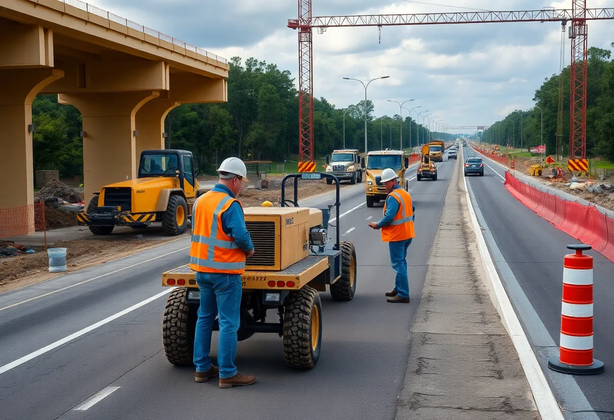 Construction workers at a Georgia site working on infrastructural development