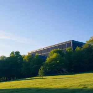 A data center nestled in a green landscape in Georgia.
