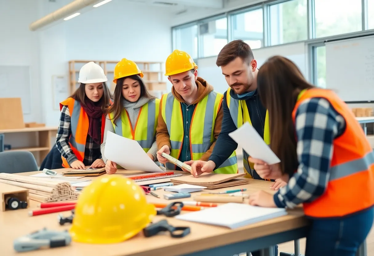 Students in Georgia Northwestern Technical College's construction management class