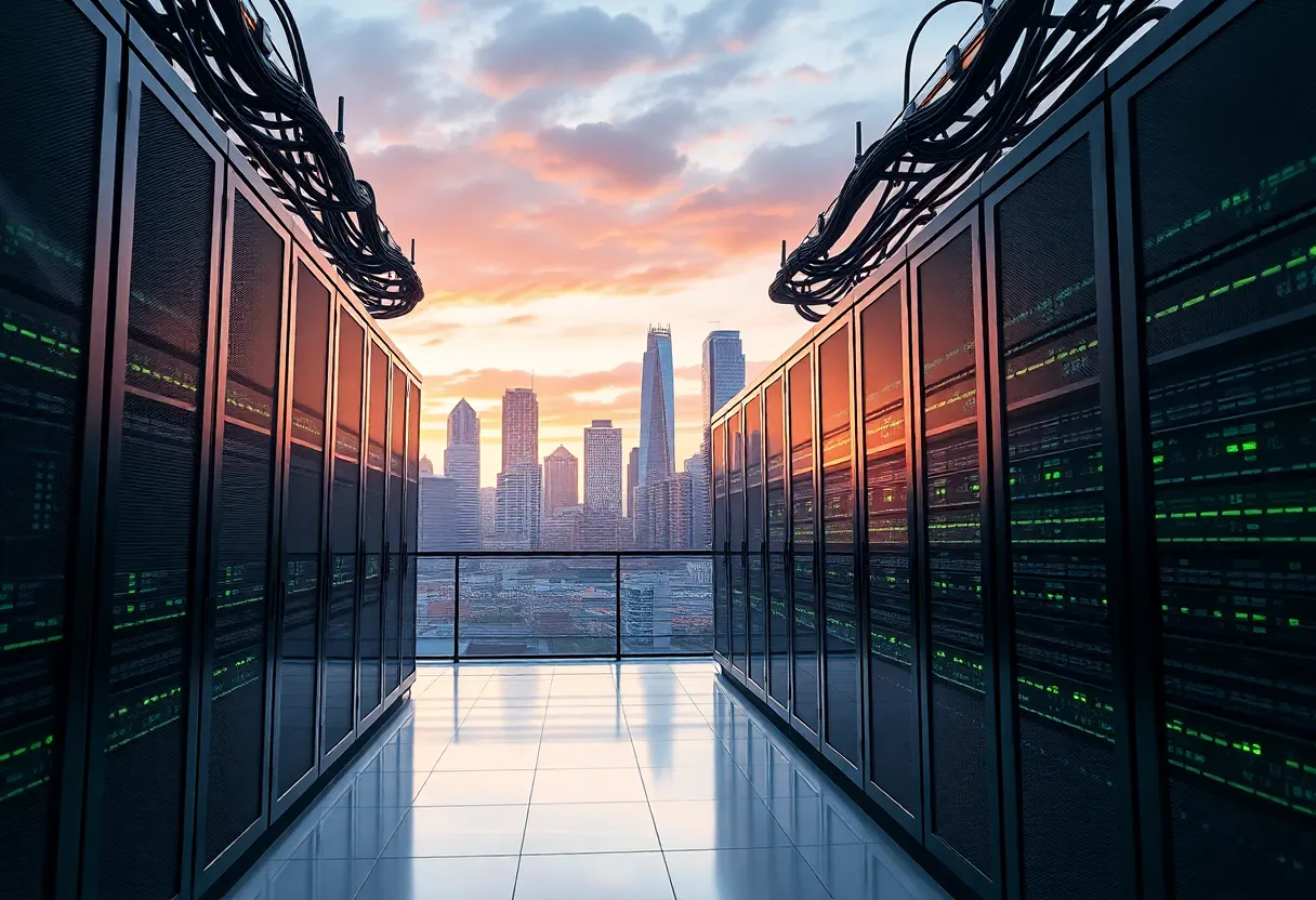 Illustration of AI data centers in Georgia emphasizing electricity demand