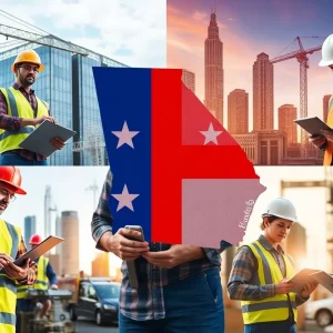 A representation of job sectors in Georgia, depicting construction and technology