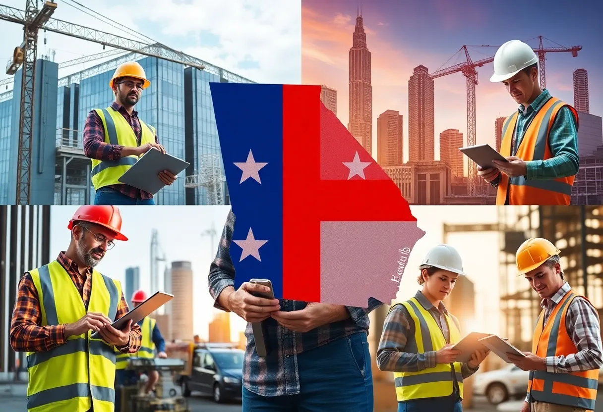 A representation of job sectors in Georgia, depicting construction and technology