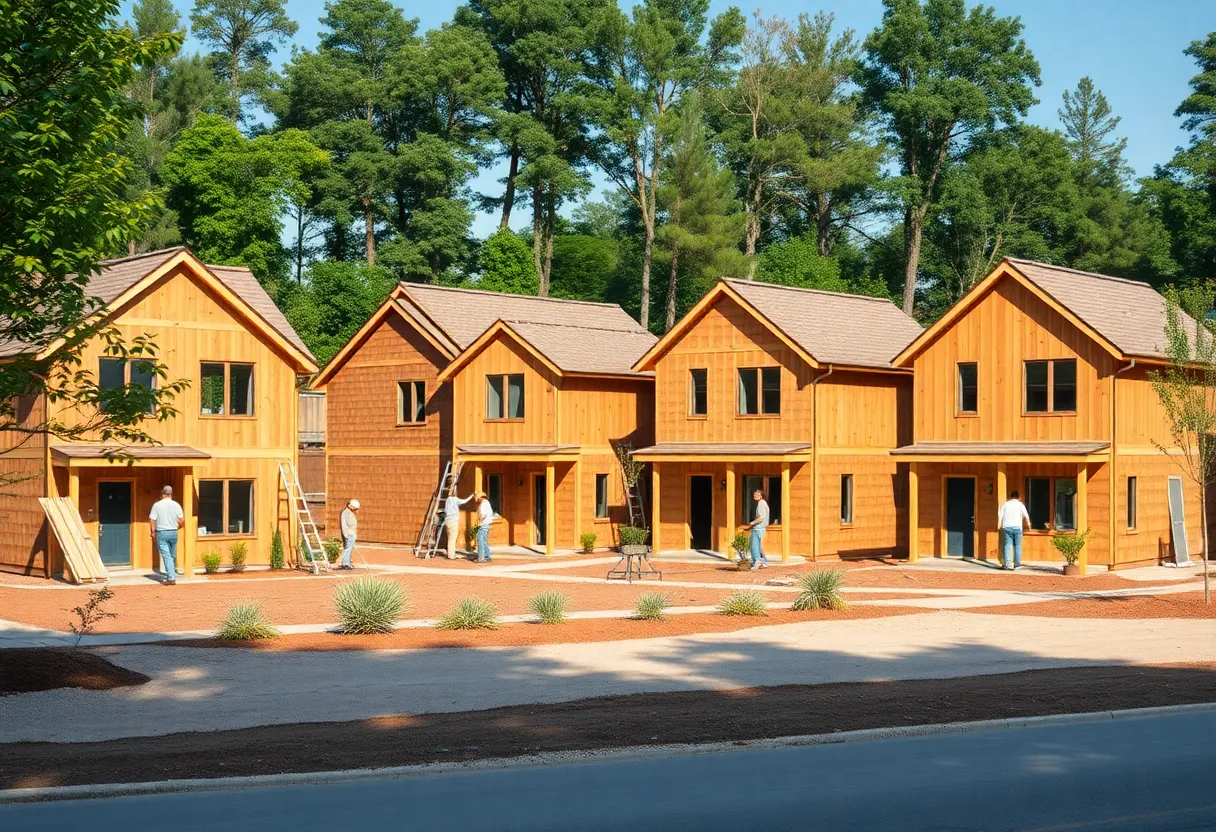 Construction of affordable homes by Habitat for Humanity in Columbus, Georgia.