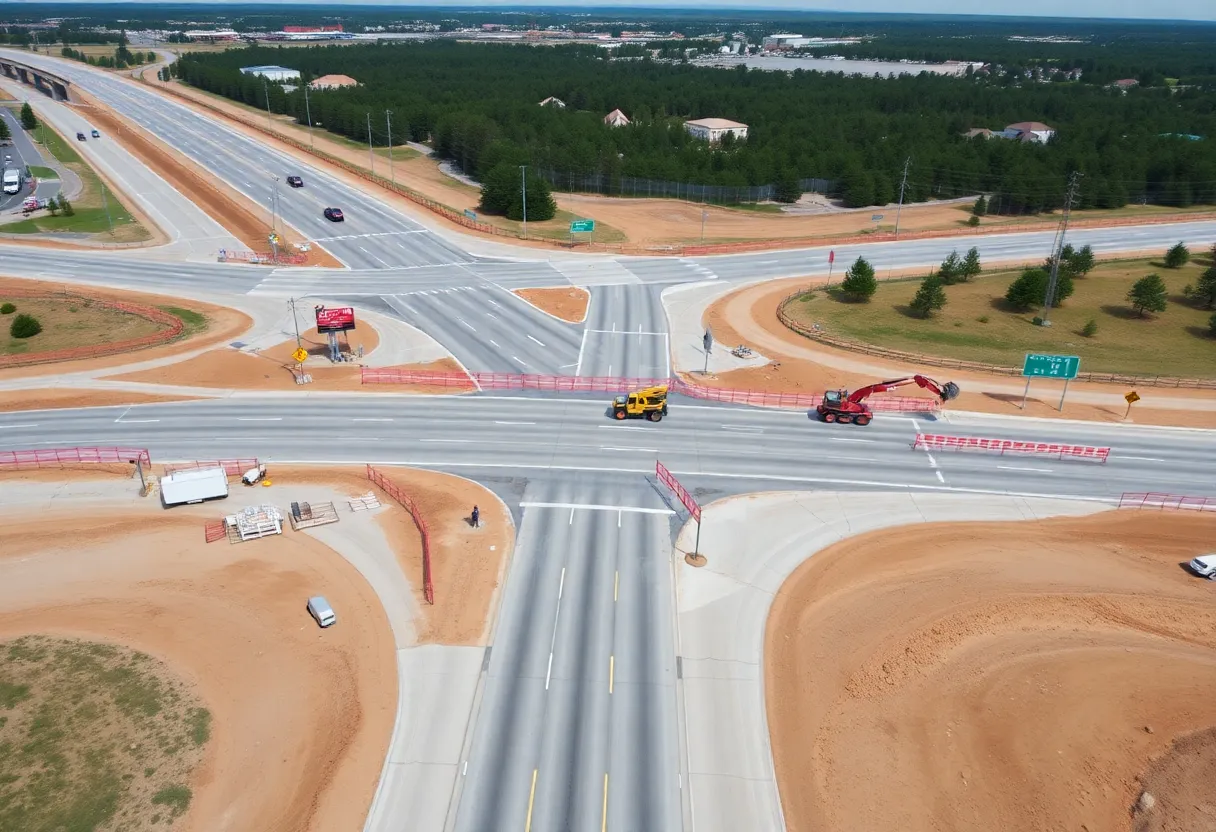 Construction site of a new intersection on Highway 21.