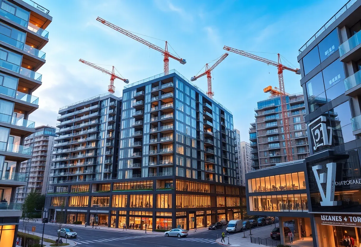 Construction site of the Hillcrest Street mixed-use development