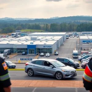 Hyundai manufacturing facility in Georgia during an ICE raid