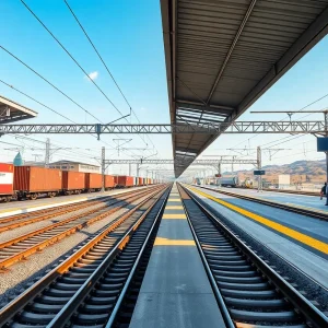 Modern railway station symbolizing the connection between Iran and Georgia.