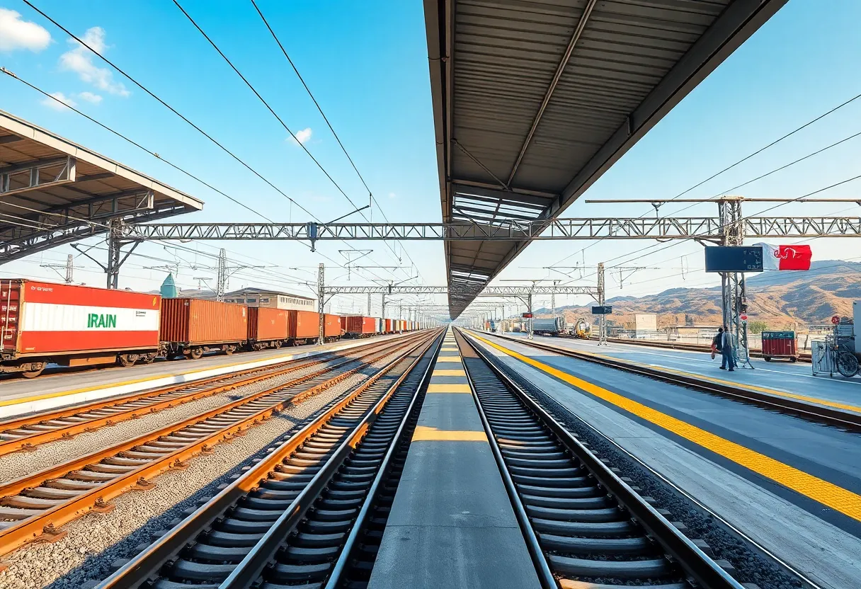 Modern railway station symbolizing the connection between Iran and Georgia.