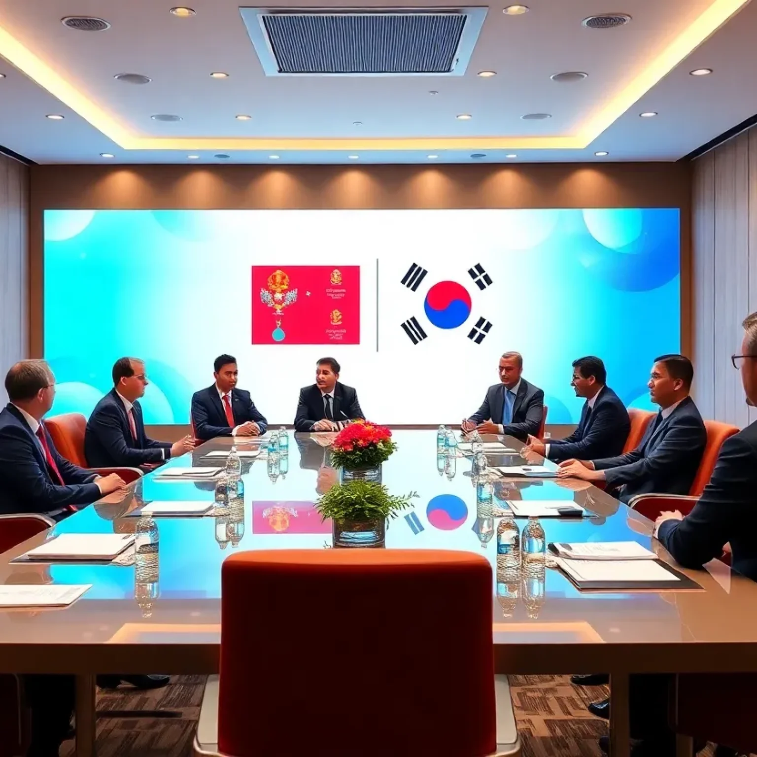 Business meeting between Georgia and Korean representatives.