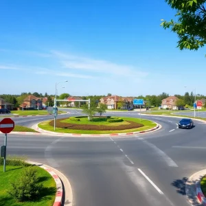 Construction of a modern roundabout in McDuffie County