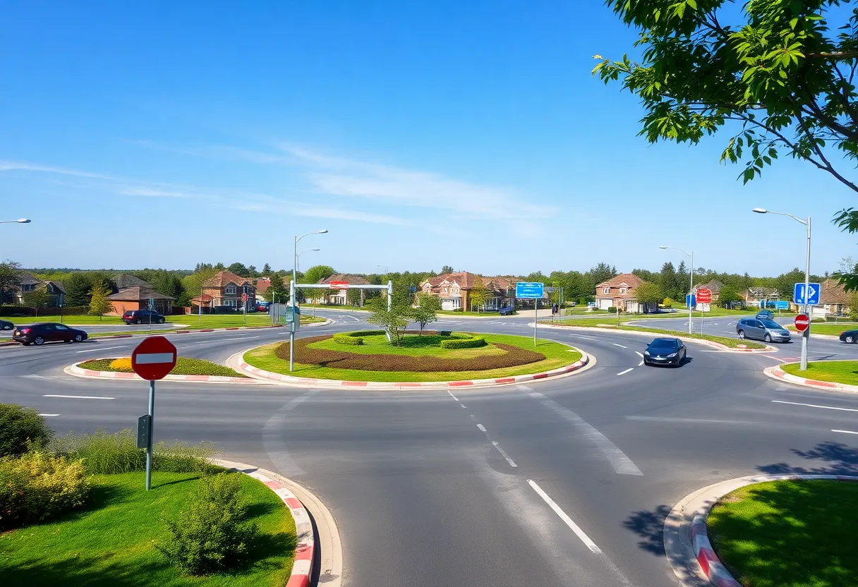 Construction of a modern roundabout in McDuffie County