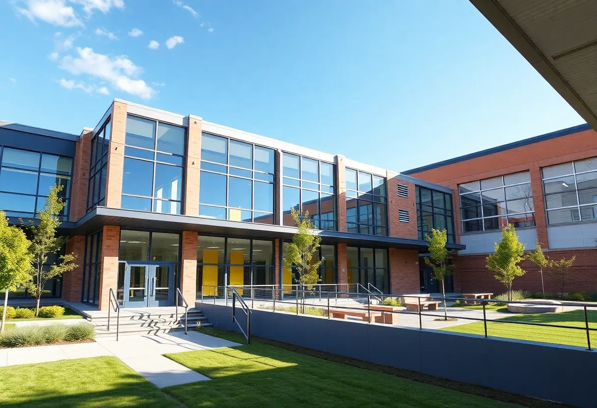 Architectural design of the rebuilt North Clayton High School
