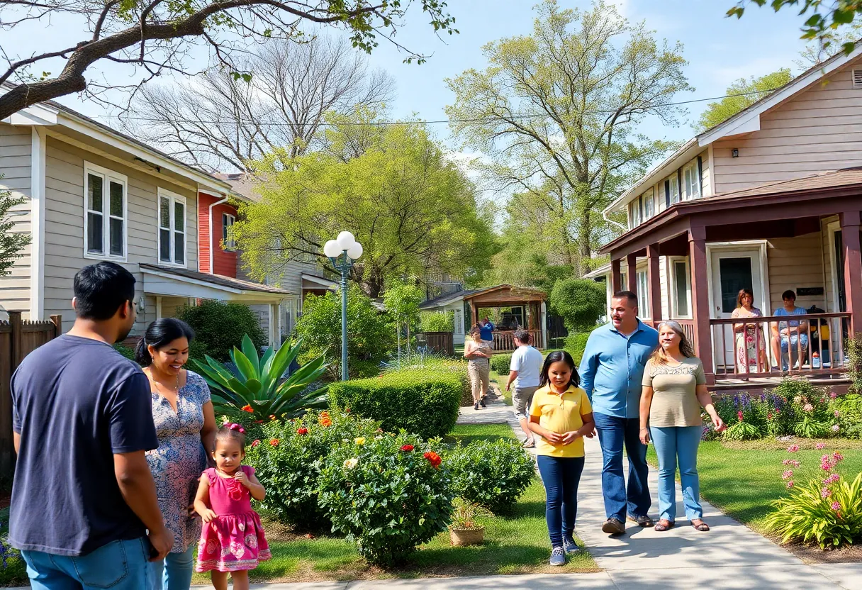 Community members celebrating the launch of affordable housing initiative in East Athens