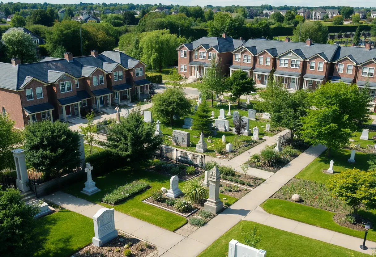 Historic cemetery surrounded by townhomes