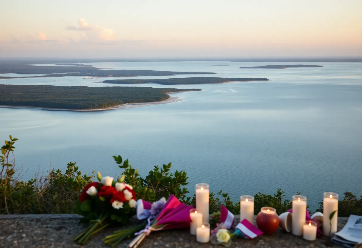 Memorial for victims of the gangway collapse on Sapelo Island