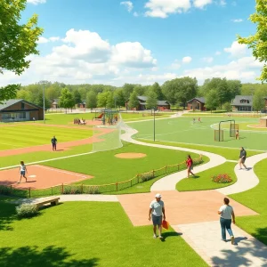 Newly developed sports fields and playgrounds in South Canton Park