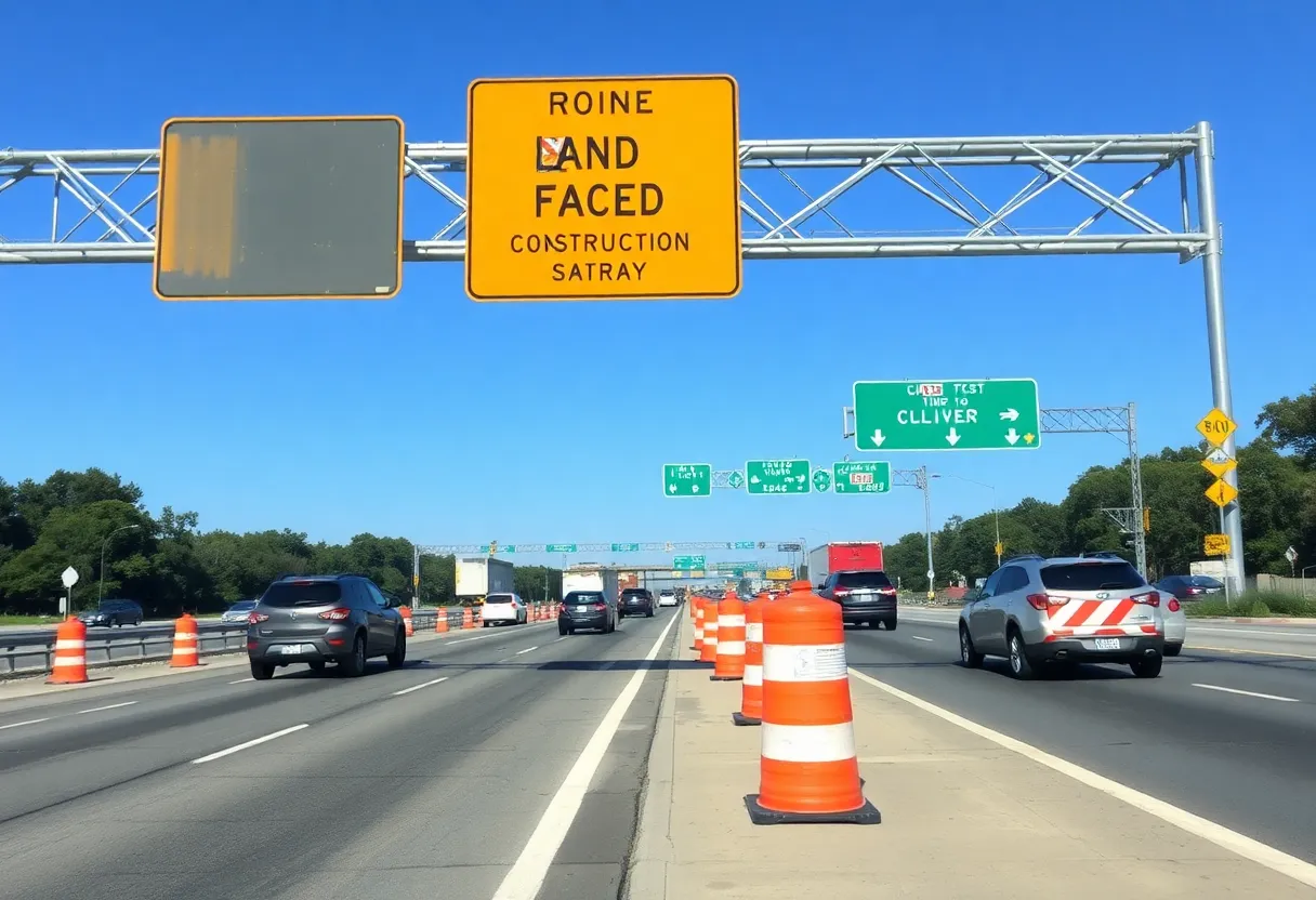 Highway construction in Southeast Georgia with lane closures