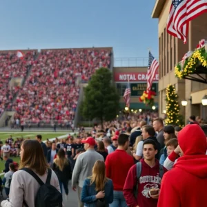 A lively atmosphere outside UGA football stadium during game day
