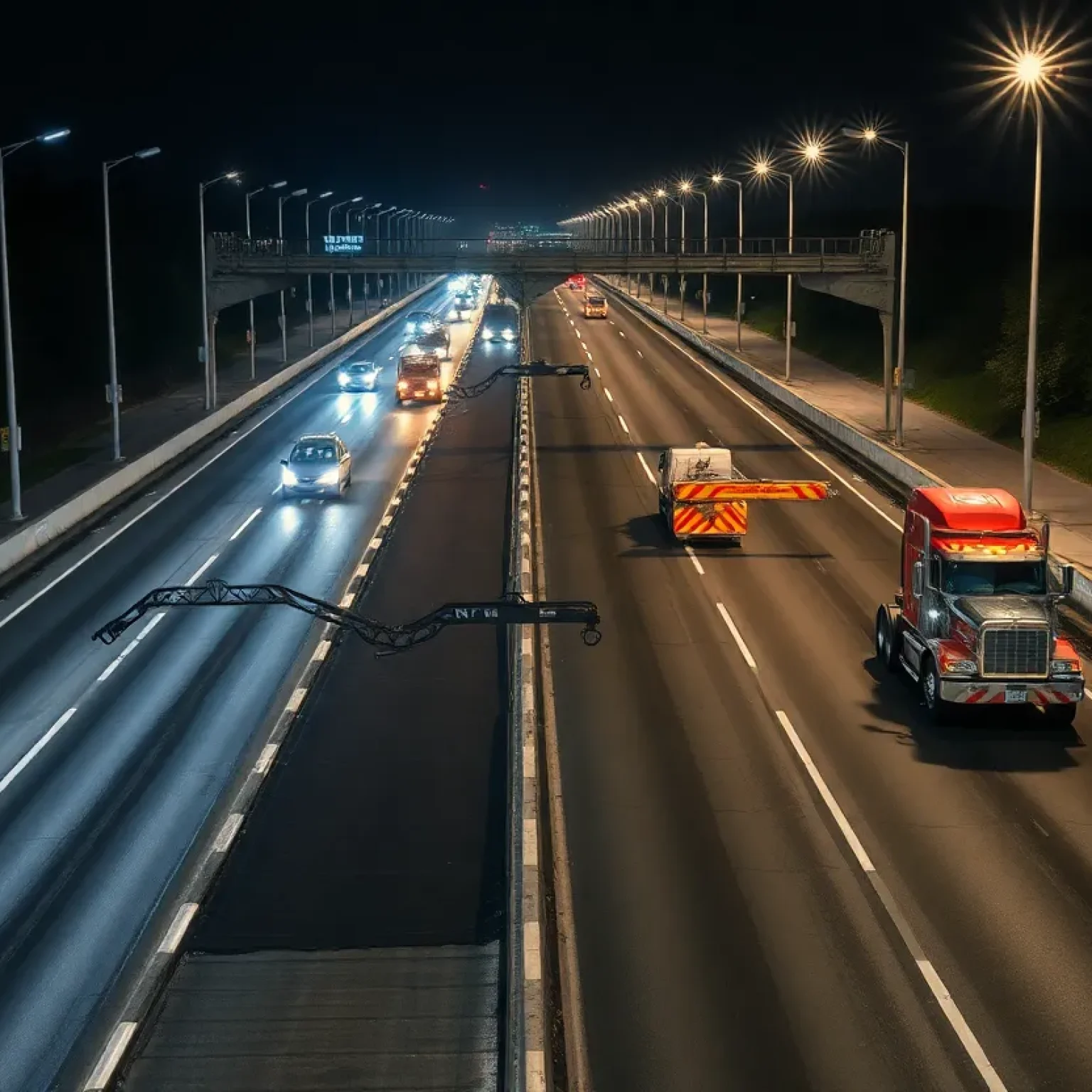 U.S. 280 repaving construction at night