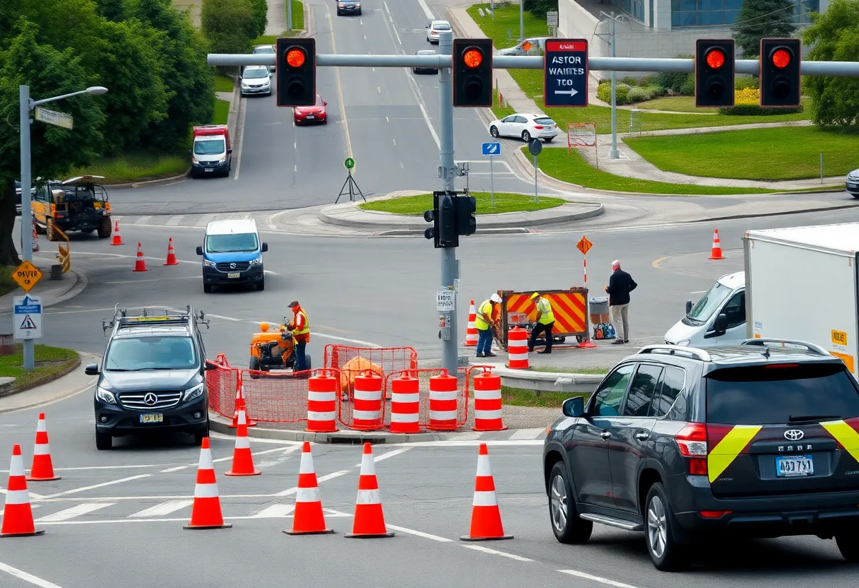 Construction of a new roundabout at Valdosta's Five Points intersection